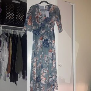 Long, floor length floral dress